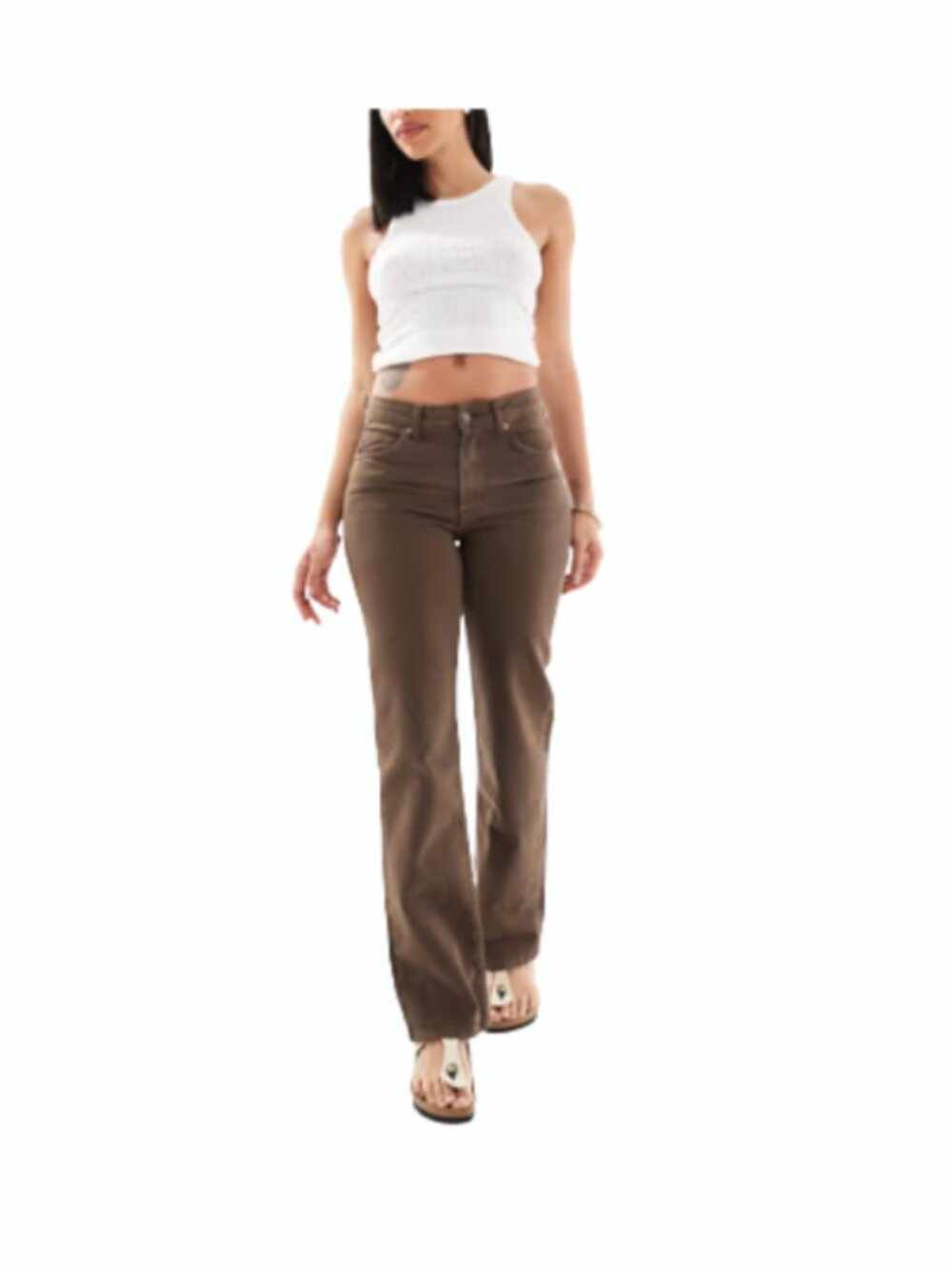 Stradivarius Straight Leg Jean in Brown